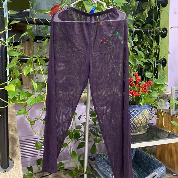 New Anne Cole Sheer Mesh Purple Swimsuit Cover-up Beach Pants Women's Size M; - Picture 2 of 6